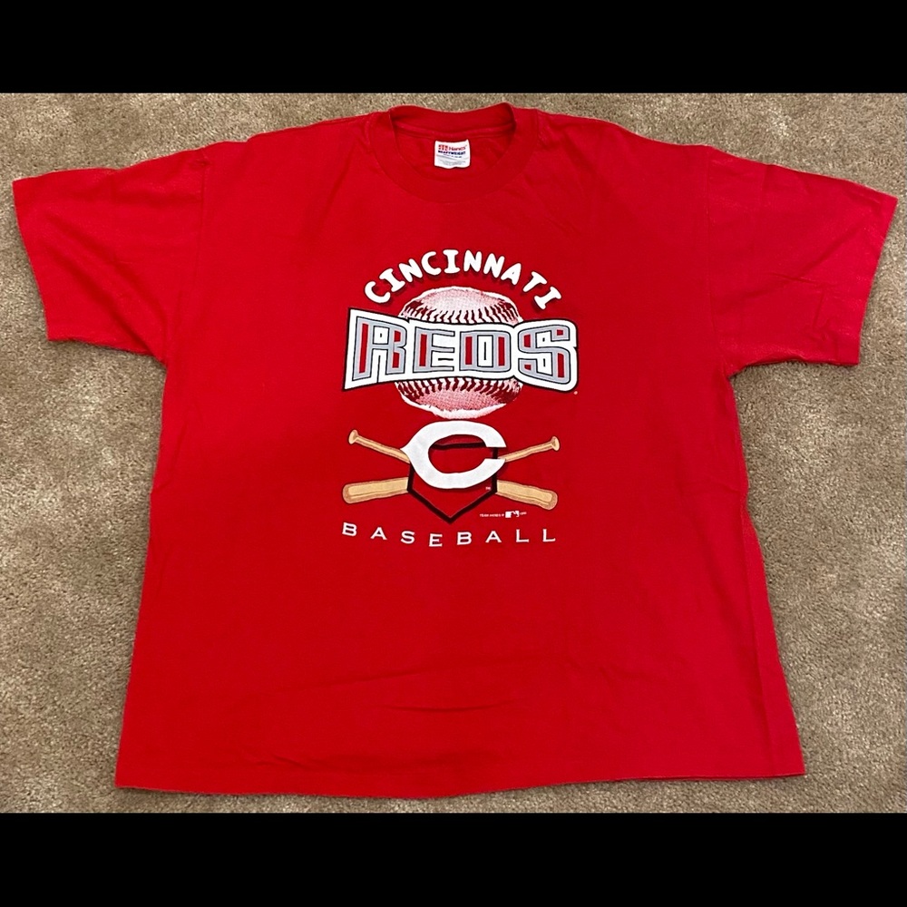 Vintage single stitch 1995 cincinnati reds baseball tshirt size XL red
